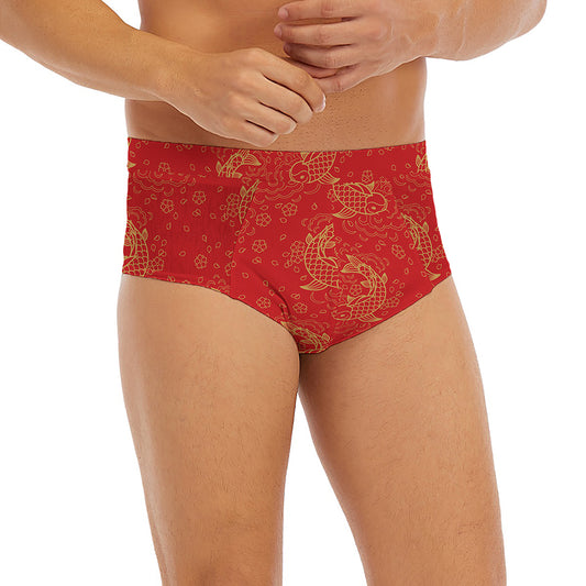 Chinese Koi Fish Pattern Print Men's Briefs