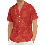 Chinese Koi Fish Pattern Print Men's Deep V-Neck Shirt
