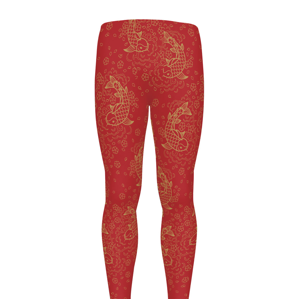 Chinese Koi Fish Pattern Print Men's leggings