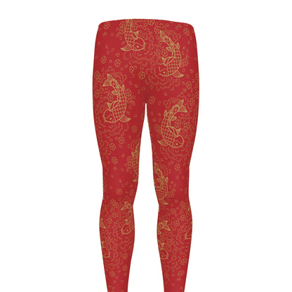 Chinese Koi Fish Pattern Print Men's leggings