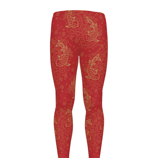 Chinese Koi Fish Pattern Print Men's leggings