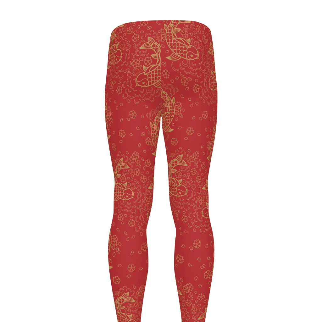 Chinese Koi Fish Pattern Print Men's leggings