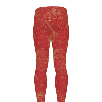 Chinese Koi Fish Pattern Print Men's leggings