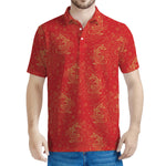 Chinese Koi Fish Pattern Print Men's Polo Shirt