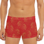 Chinese Koi Fish Pattern Print Men's Short Boxer Briefs