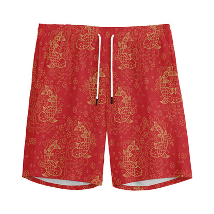 Chinese Koi Fish Pattern Print Men's Sports Shorts