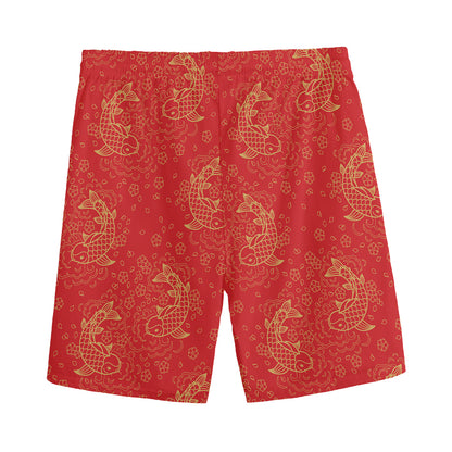 Chinese Koi Fish Pattern Print Men's Sports Shorts