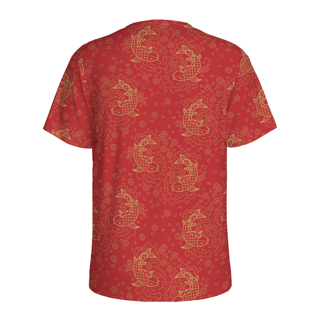 Chinese Koi Fish Pattern Print Men's Sports T-Shirt