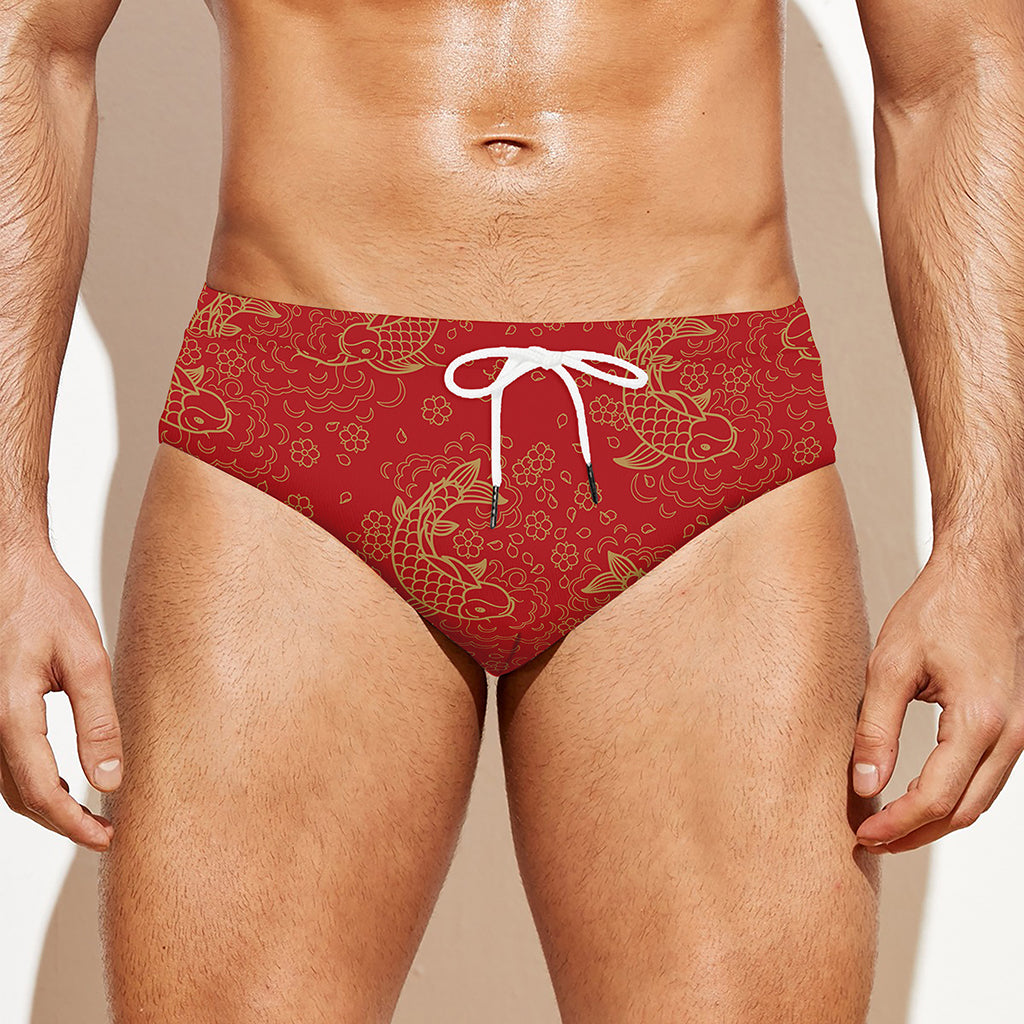 Chinese Koi Fish Pattern Print Men's Swim Briefs