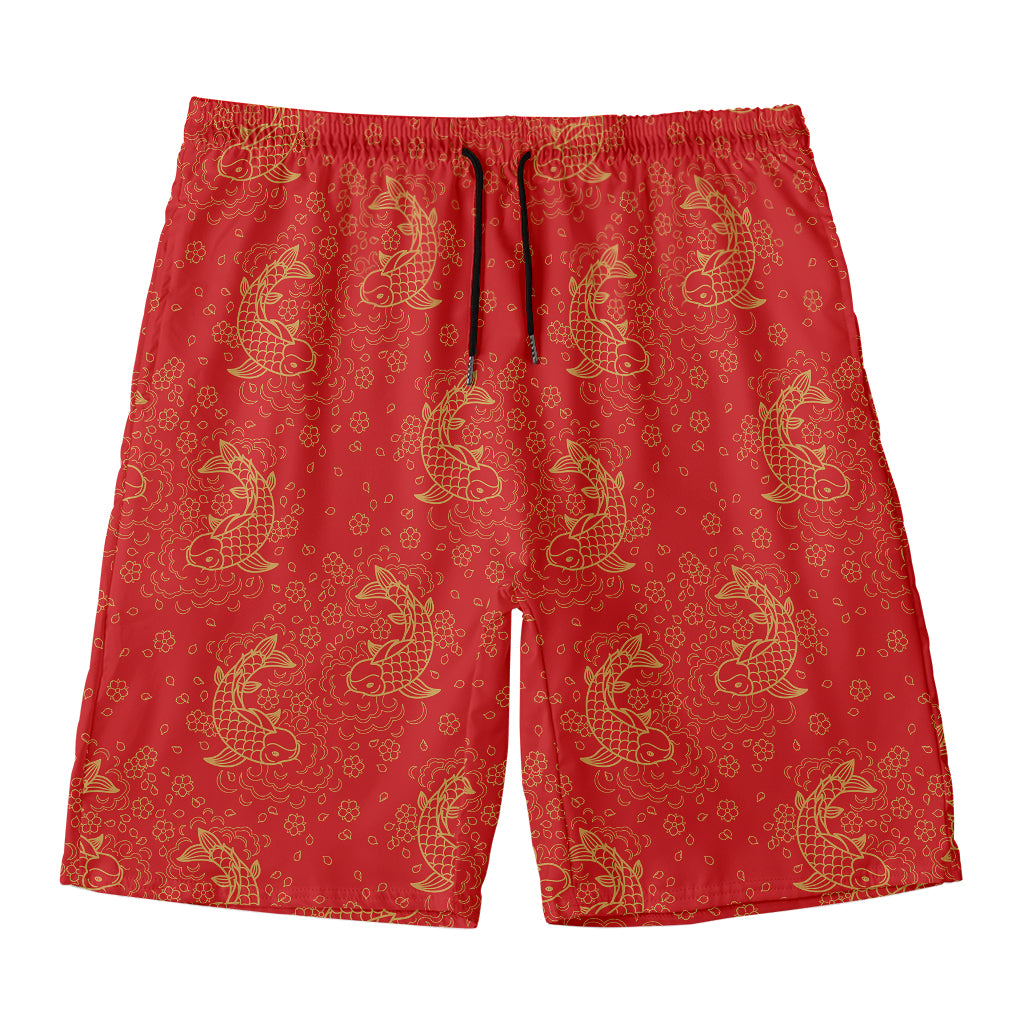 Chinese Koi Fish Pattern Print Men's Swim Trunks