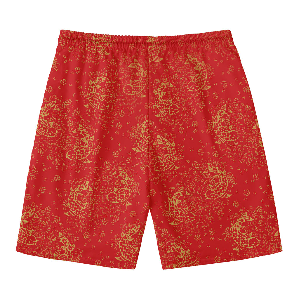 Chinese Koi Fish Pattern Print Men's Swim Trunks