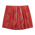 Chinese Koi Fish Pattern Print Mesh Shorts