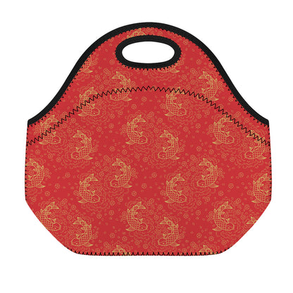 Chinese Koi Fish Pattern Print Neoprene Lunch Bag