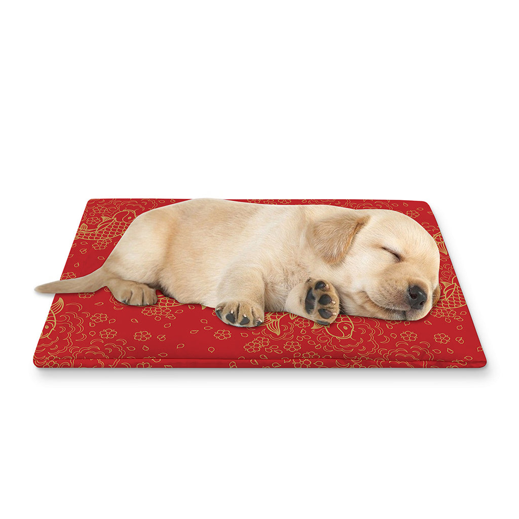 Chinese Koi Fish Pattern Print Pet Cooling Mat Cover