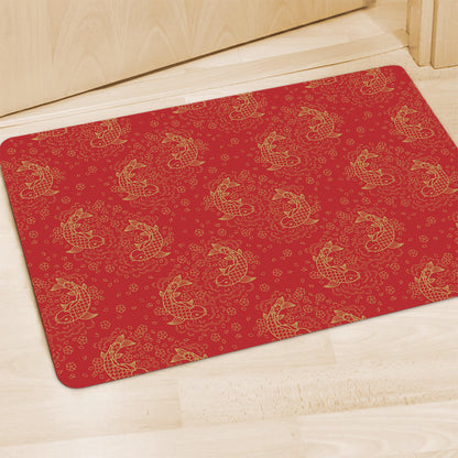 Chinese Koi Fish Pattern Print Polyester Doormat