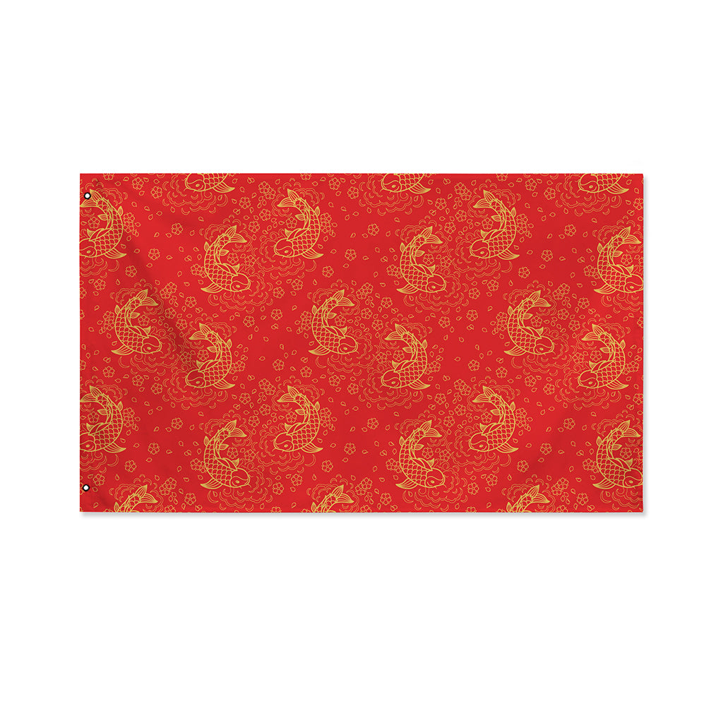 Chinese Koi Fish Pattern Print Polyester Flag