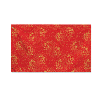 Chinese Koi Fish Pattern Print Polyester Flag