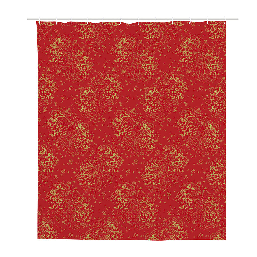 Chinese Koi Fish Pattern Print Polyester Shower Curtain