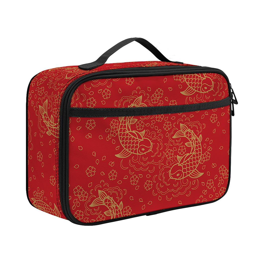 Chinese Koi Fish Pattern Print Portable Lunch Bag
