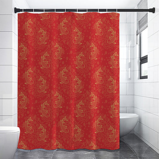 Chinese Koi Fish Pattern Print Premium Shower Curtain