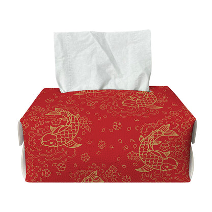 Chinese Koi Fish Pattern Print Rectangle Tissue Box Cover