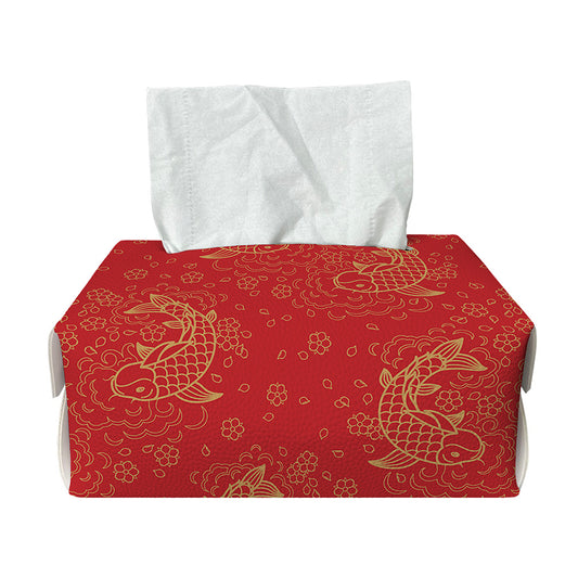 Chinese Koi Fish Pattern Print Rectangle Tissue Box Cover