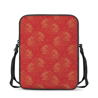 Chinese Koi Fish Pattern Print Rectangular Crossbody Bag