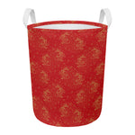 Chinese Koi Fish Pattern Print Round Laundry Basket