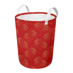 Chinese Koi Fish Pattern Print Round Laundry Basket