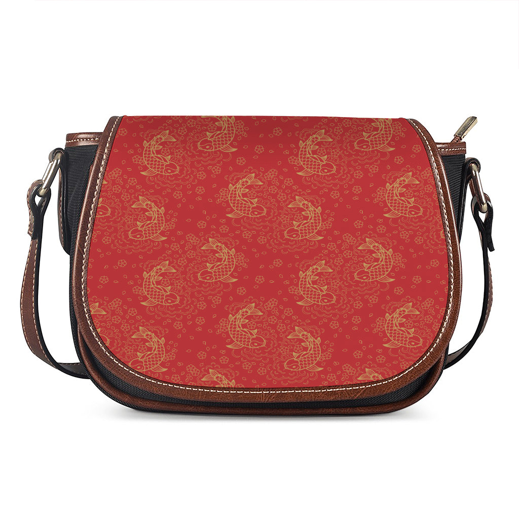 Chinese Koi Fish Pattern Print Saddle Bag