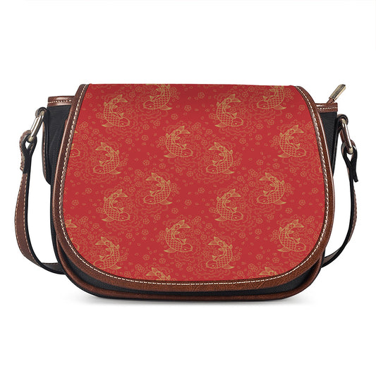 Chinese Koi Fish Pattern Print Saddle Bag