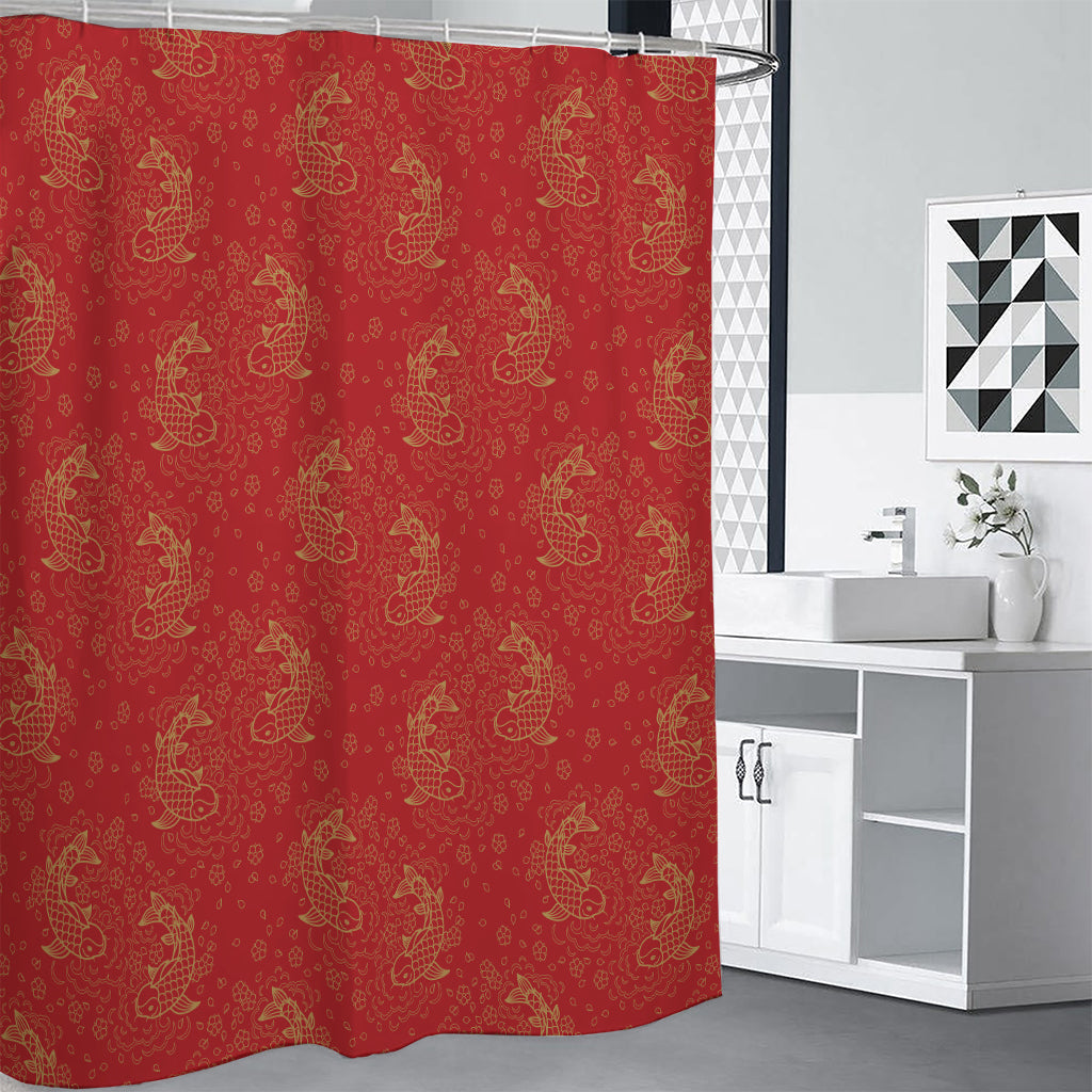 Chinese Koi Fish Pattern Print Shower Curtain