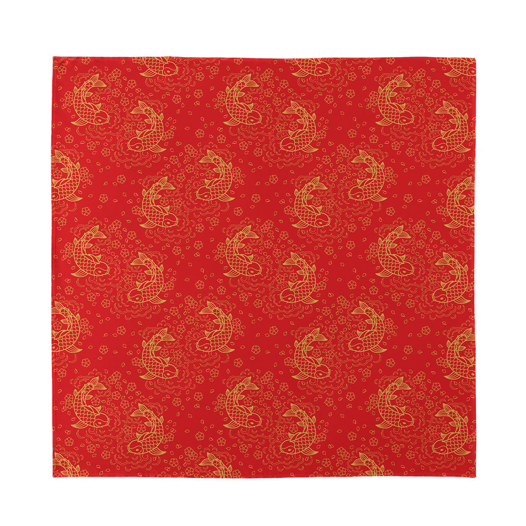 Chinese Koi Fish Pattern Print Silk Bandana