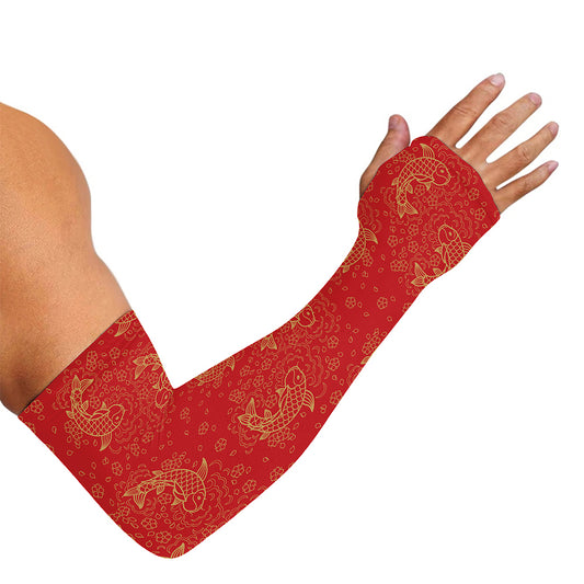 Chinese Koi Fish Pattern Print Sun Protection Arm Sleeves