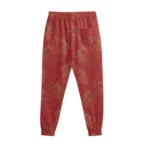 Chinese Koi Fish Pattern Print Sweatpants