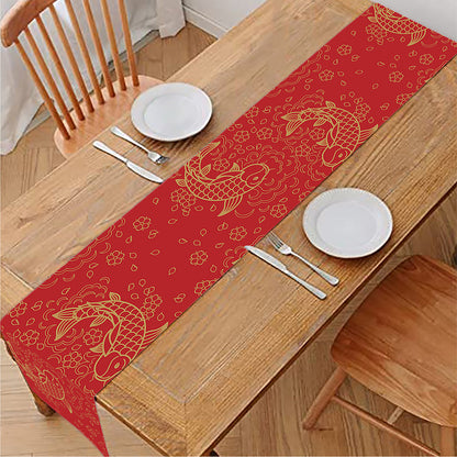 Chinese Koi Fish Pattern Print Table Runner