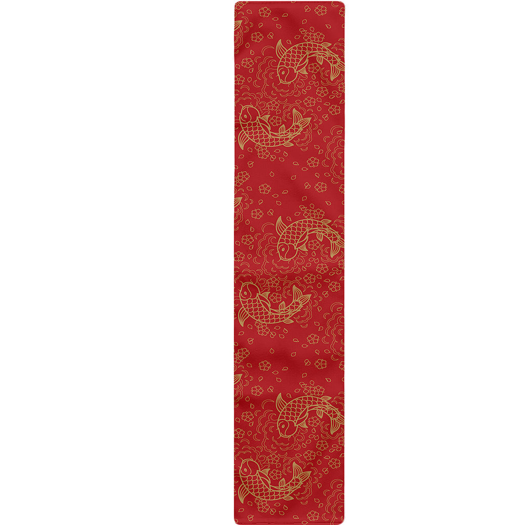 Chinese Koi Fish Pattern Print Table Runner