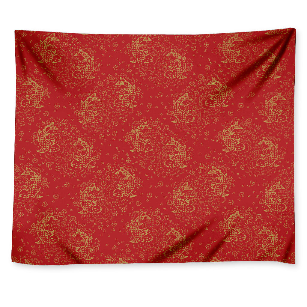 Chinese Koi Fish Pattern Print Tapestry