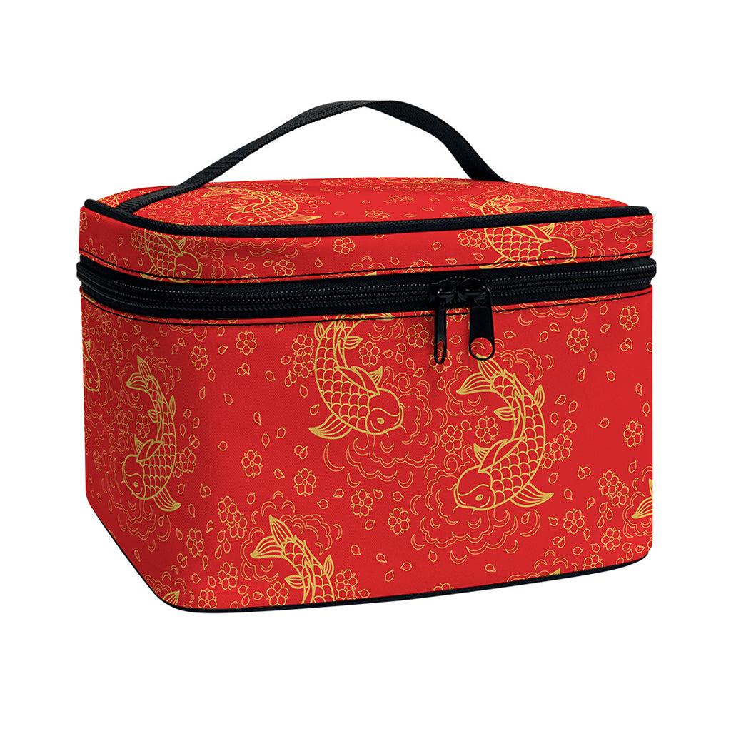 Chinese Koi Fish Pattern Print Travel Makeup Bag