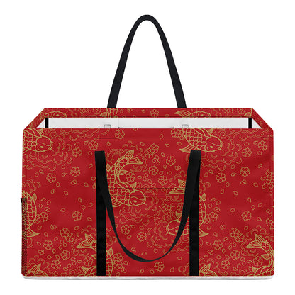 Chinese Koi Fish Pattern Print Utility Tote Bag