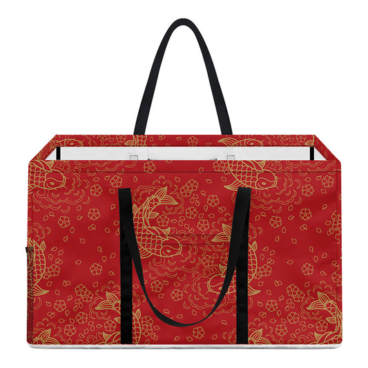 Chinese Koi Fish Pattern Print Utility Tote Bag