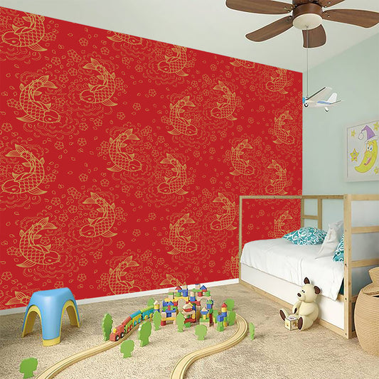Chinese Koi Fish Pattern Print Wall Sticker