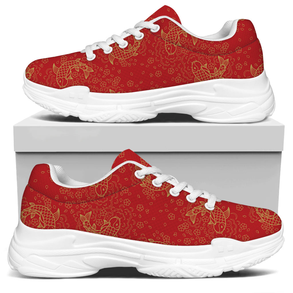 Chinese Koi Fish Pattern Print White Chunky Shoes