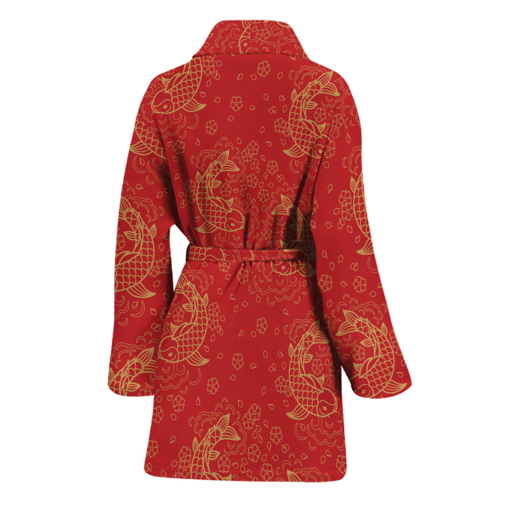 Chinese Koi Fish Pattern Print Women's Bathrobe