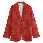 Chinese Koi Fish Pattern Print Women's Blazer