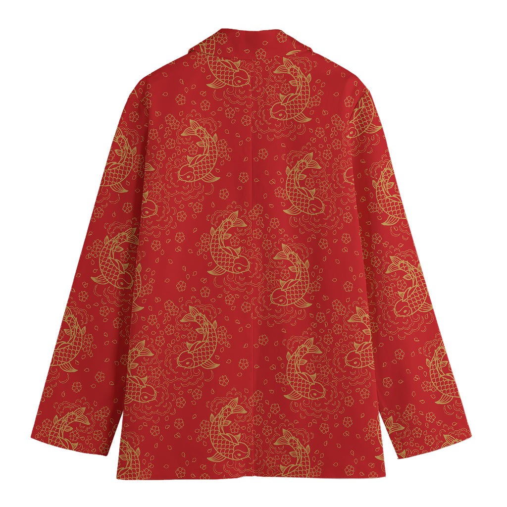 Chinese Koi Fish Pattern Print Women's Blazer