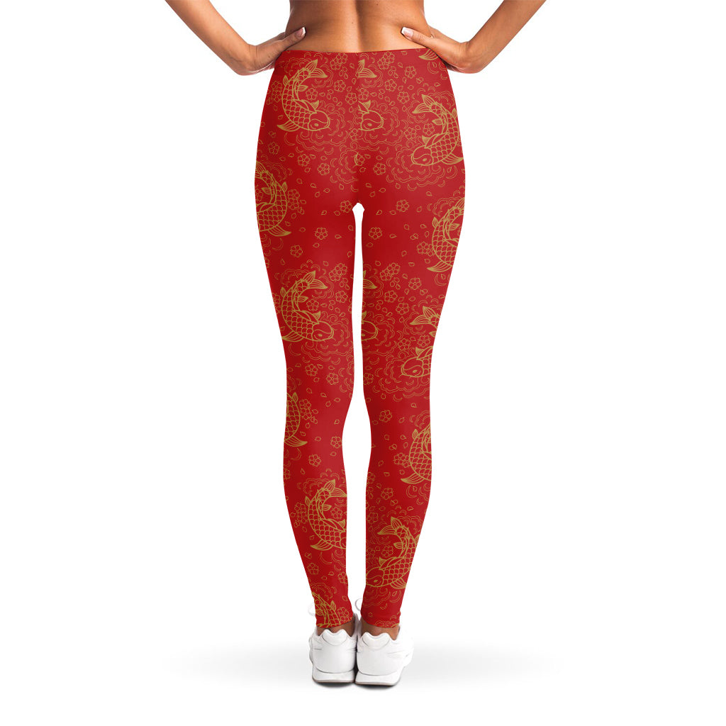 Chinese Koi Fish Pattern Print Women's Leggings
