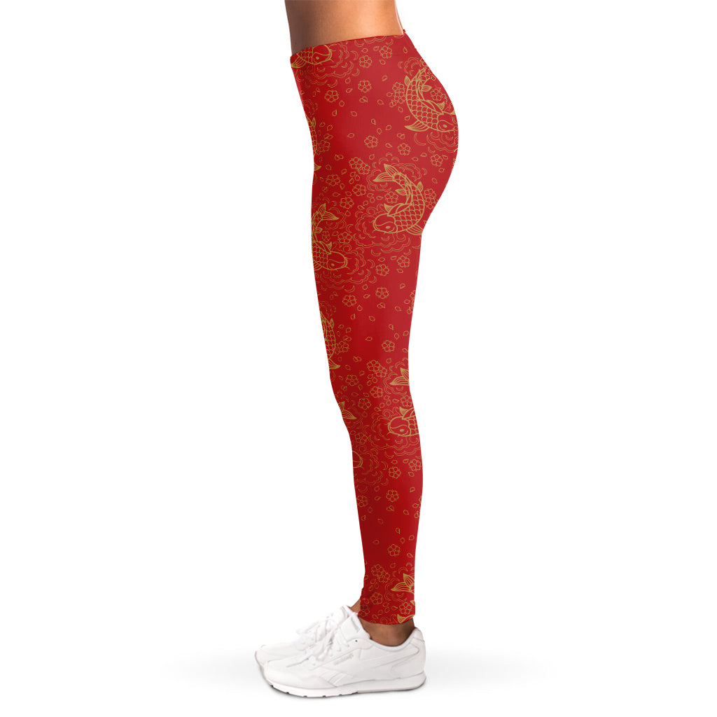 Chinese Koi Fish Pattern Print Women's Leggings