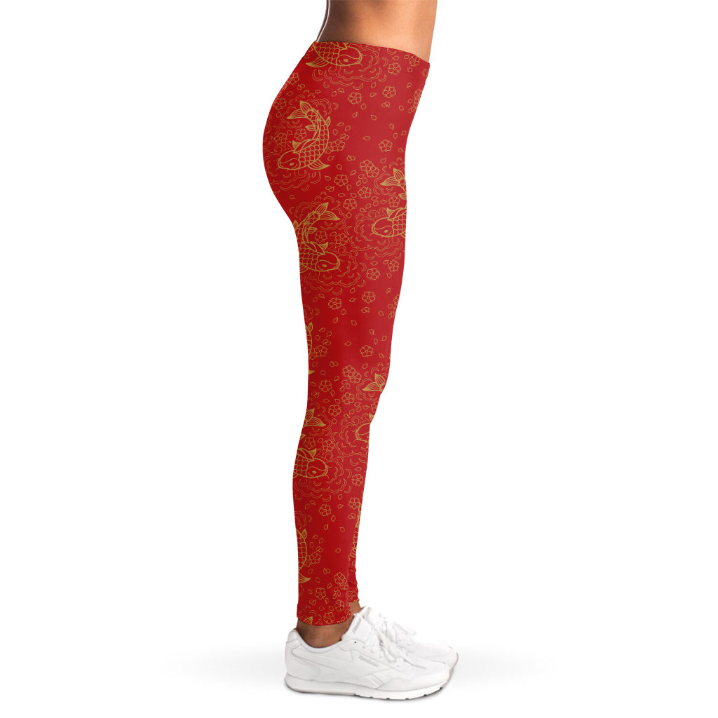 Chinese Koi Fish Pattern Print Women's Leggings