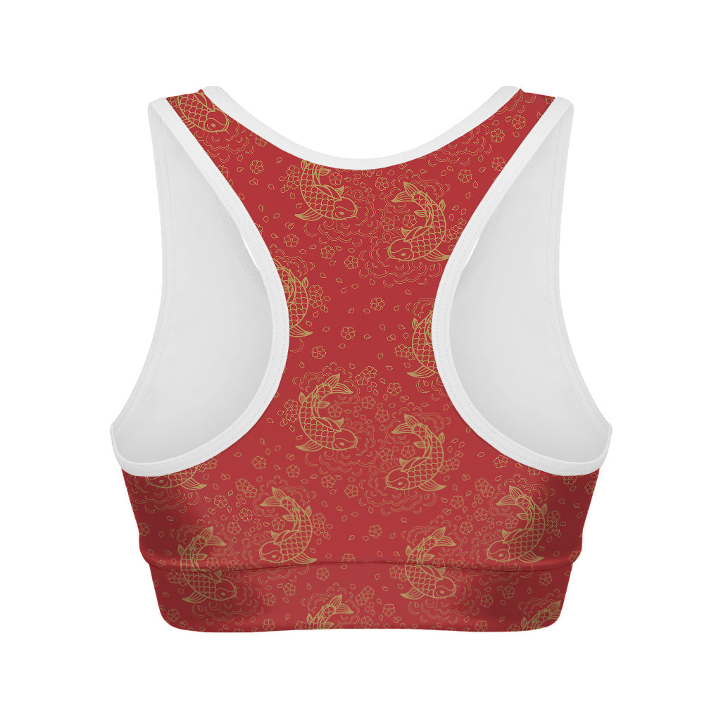 Chinese Koi Fish Pattern Print Women's Sports Bra